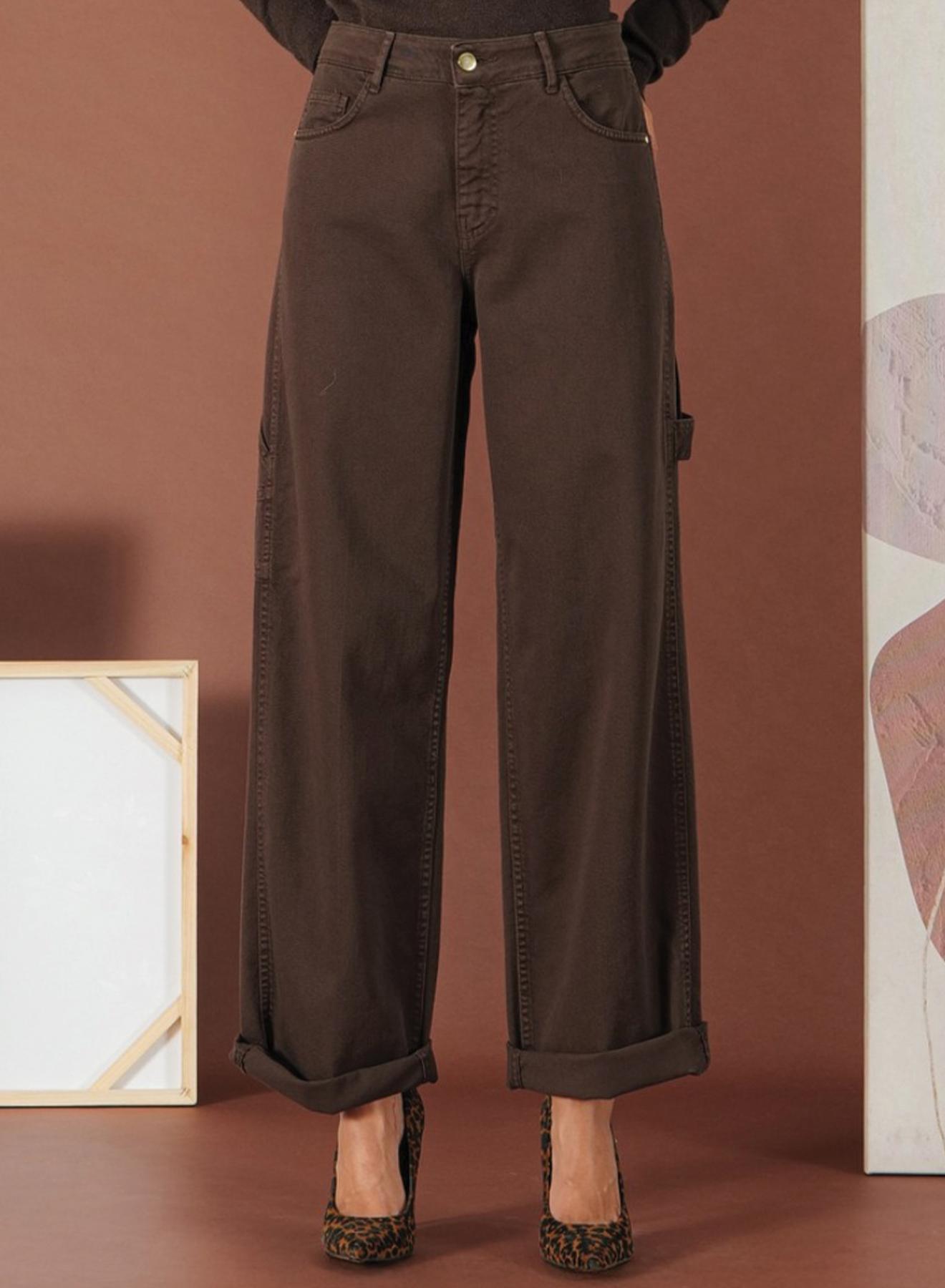 Chocolate wide leg stretch Jeans R.R. - 2