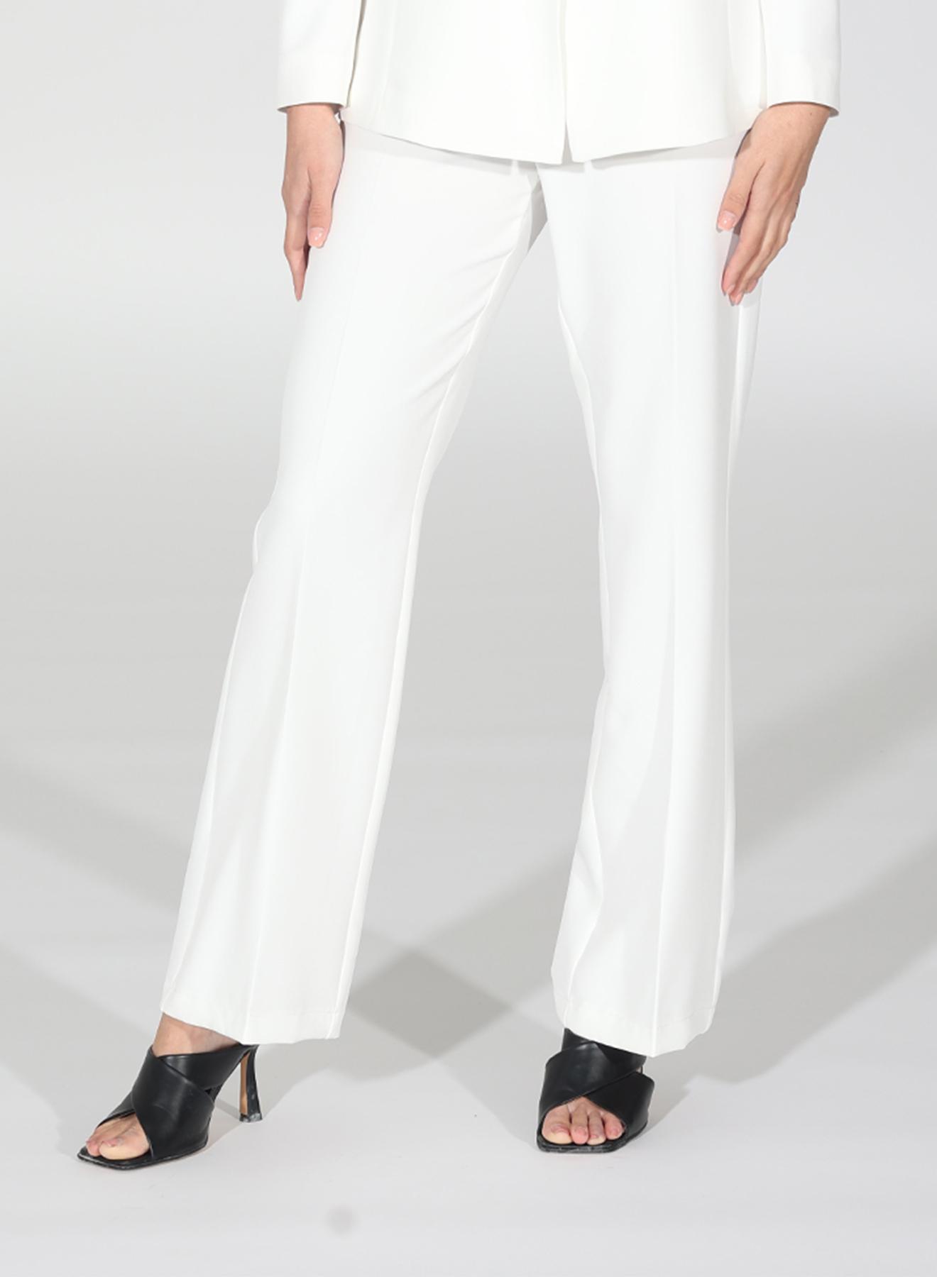 White-Black straight fit Trousers with black waistband R.R - 4