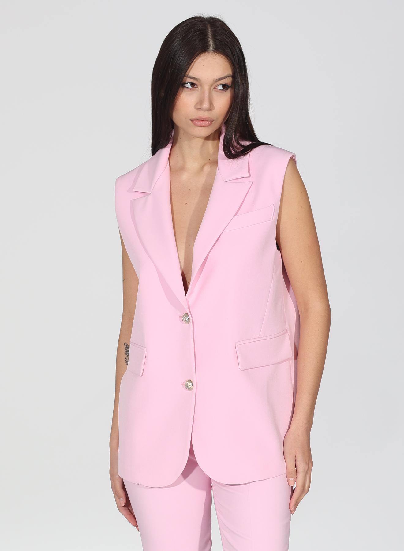 Pink long Waistcoat with lapels and pockets R.R - 4