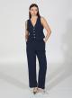 Navy Blue Vest with rhinestoned buttons R.R - 2