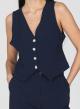 Navy Blue Vest with rhinestoned buttons R.R - 1