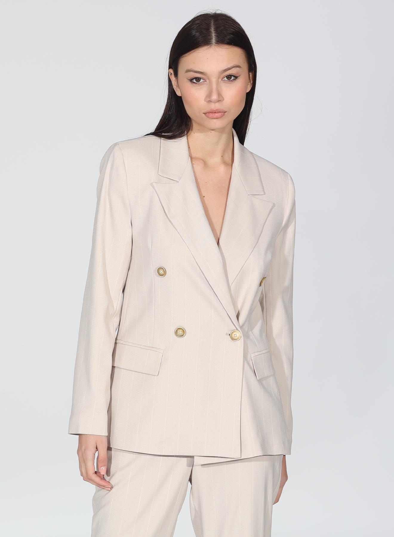 Beige pinstriped double breasted Jacket R.R - 2