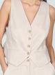 Beige pinstriped Vest with buttons and V-neckline R.R - 2