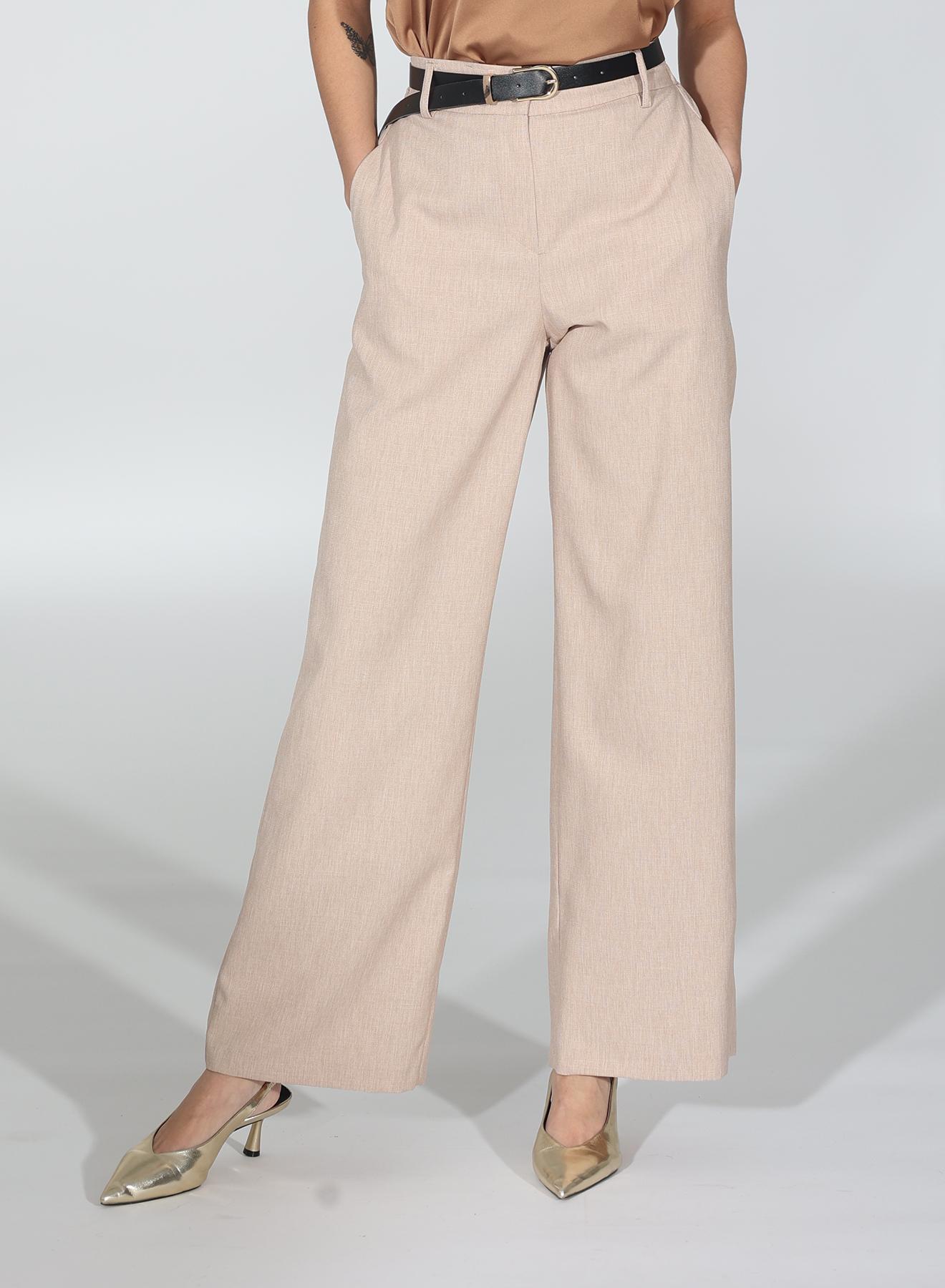 Beige straight fit Trousers with belt R.R - 2