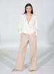 Beige wide legs Trousers with elastic waistband ties with cord R.R - 2