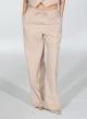Beige wide legs Trousers with elastic waistband ties with cord R.R - 1