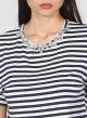 Blue-White Blouse with stripes and rhinestones R.R. - 2