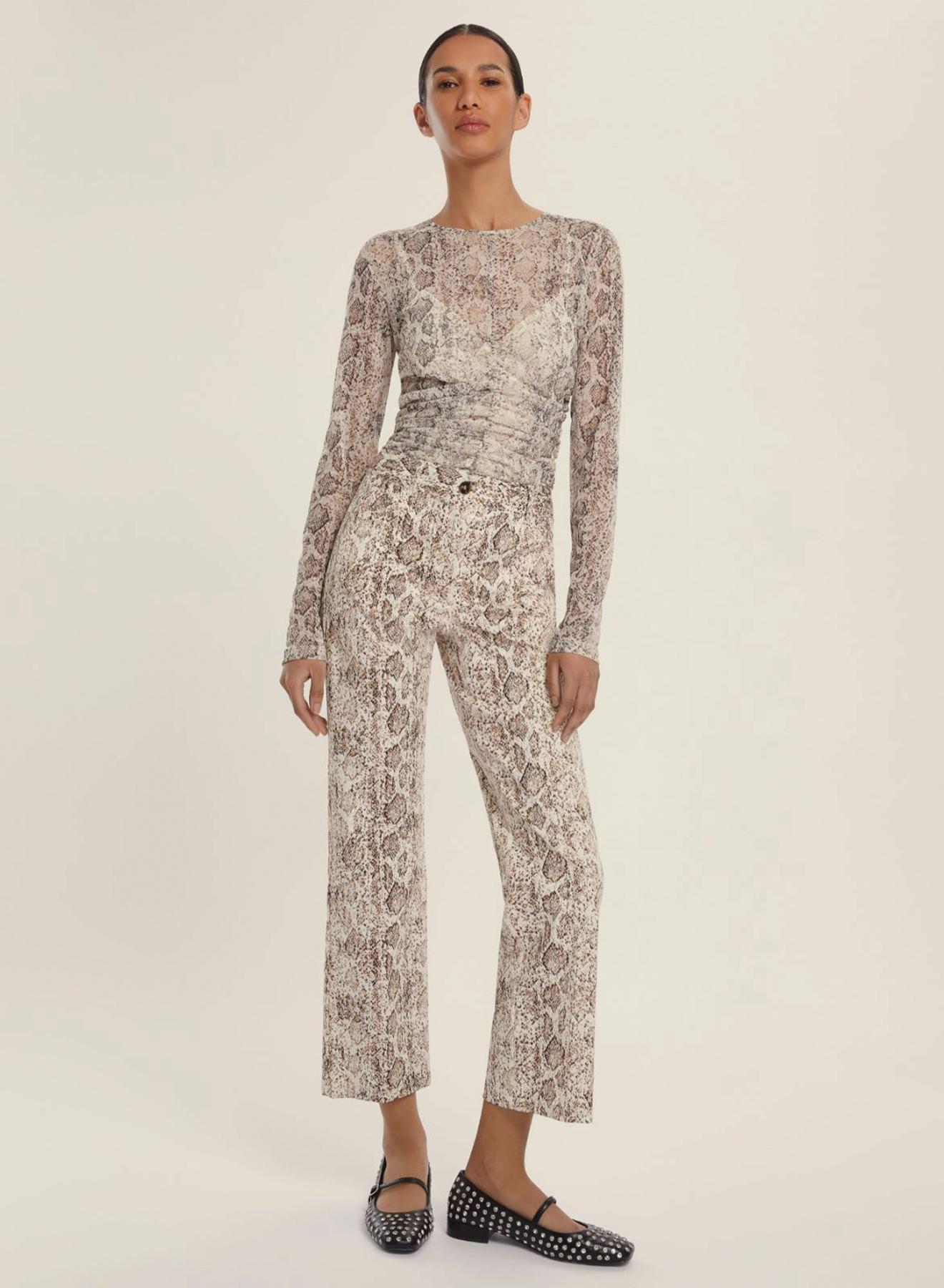 Camel tulle Blouse with python print Emme Marella - 1