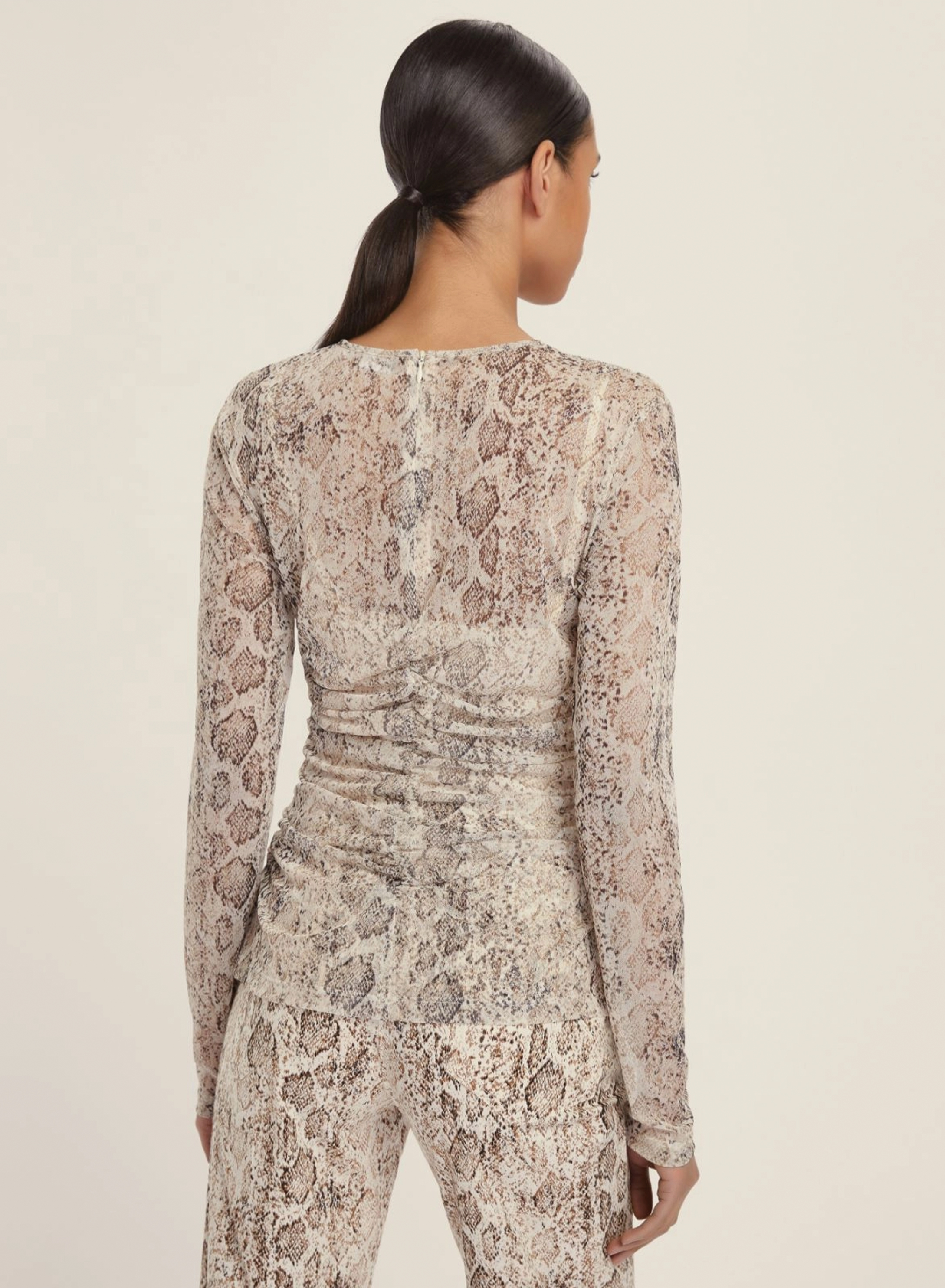 Camel tulle Blouse with python print Emme Marella - 1