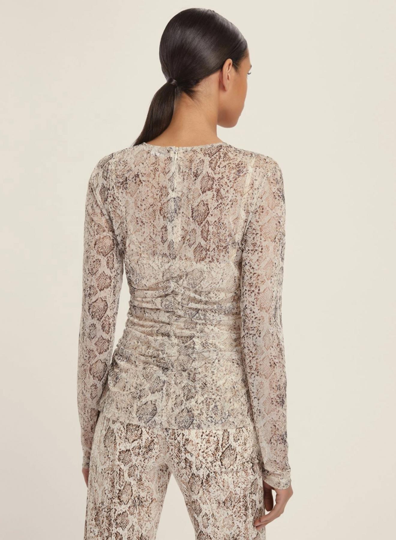 Camel tulle Blouse with python print Emme Marella - 2