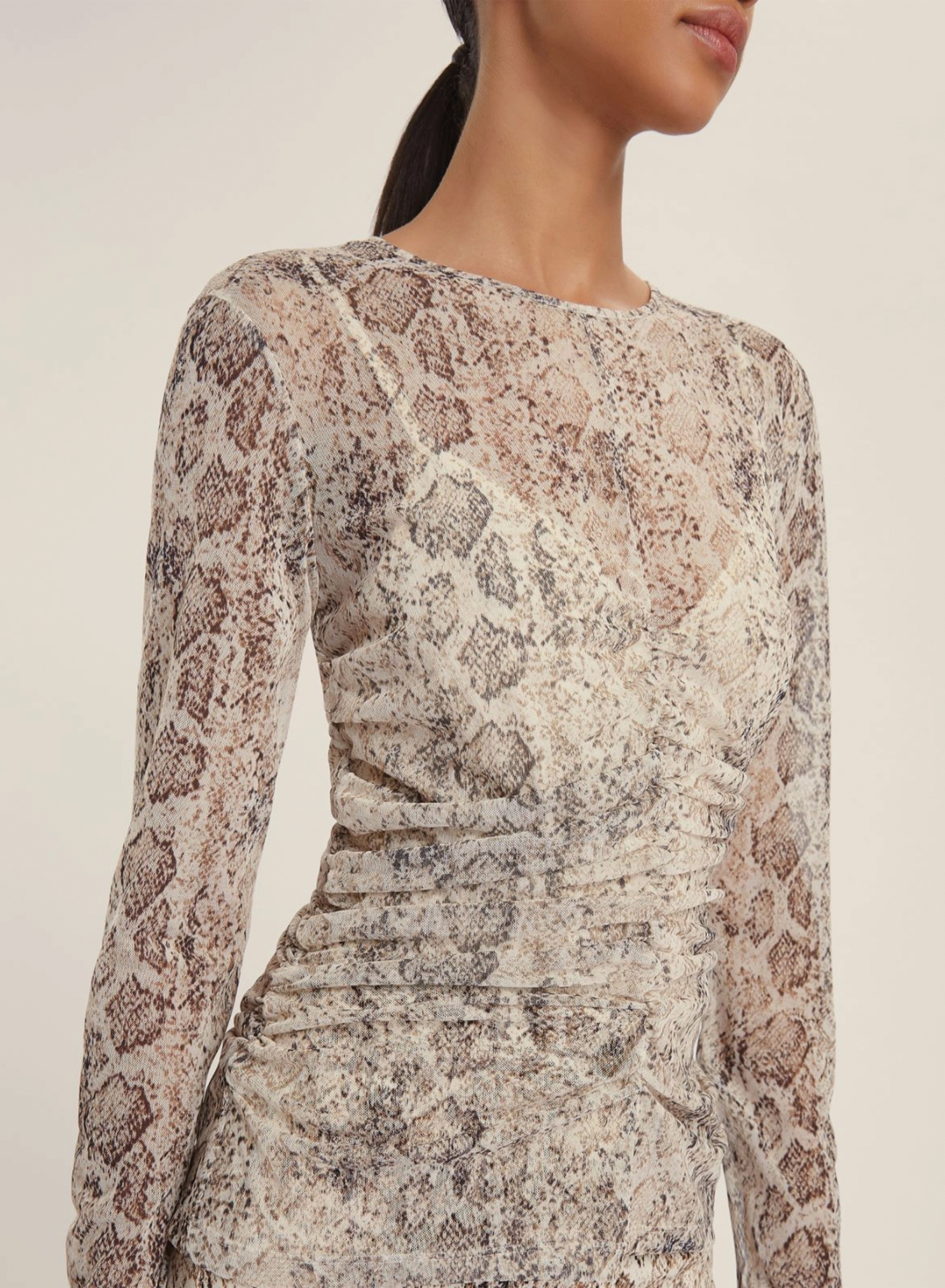 Camel tulle Blouse with python print Emme Marella - 3