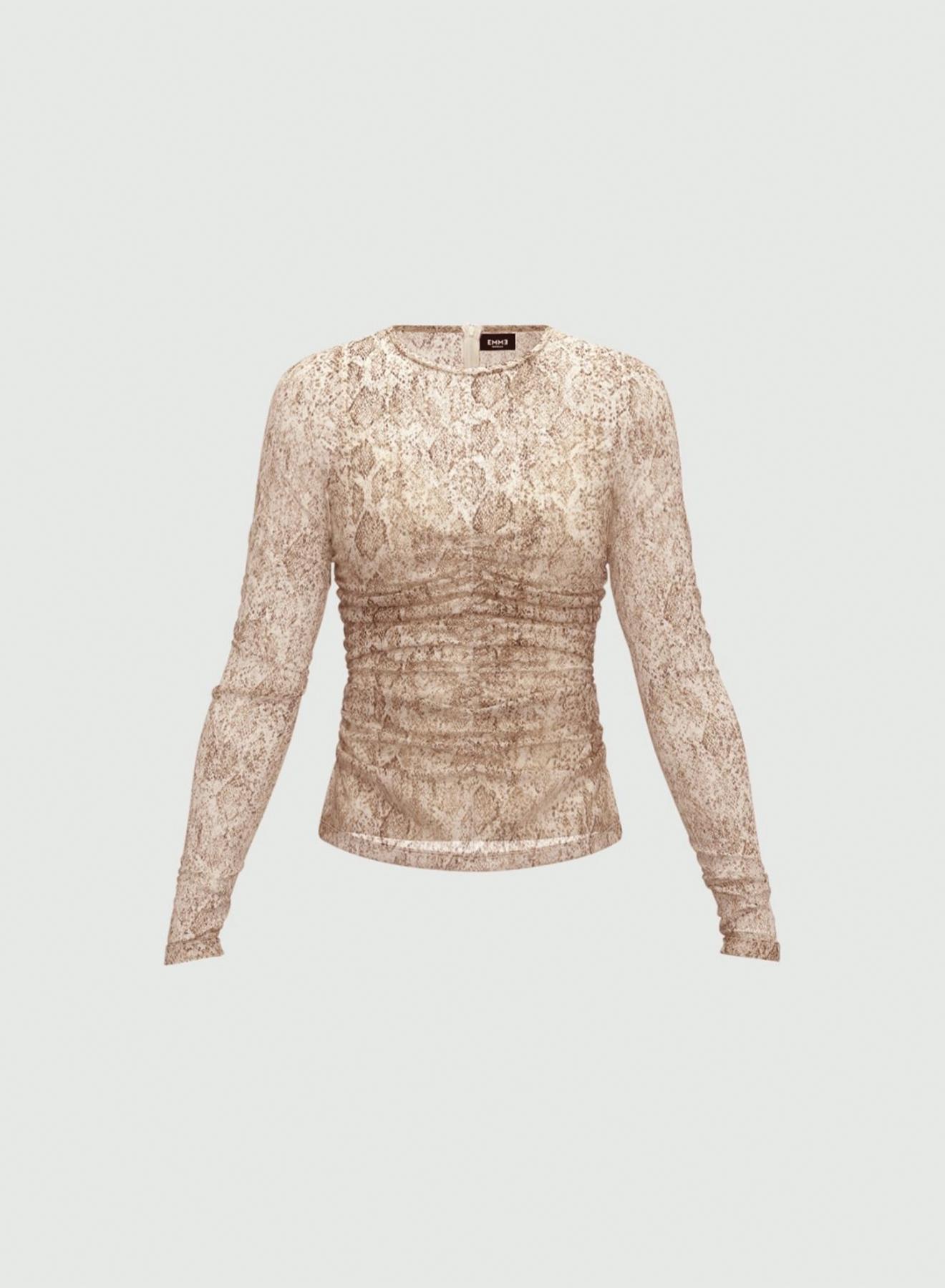 Camel tulle Blouse with python print Emme Marella - 5
