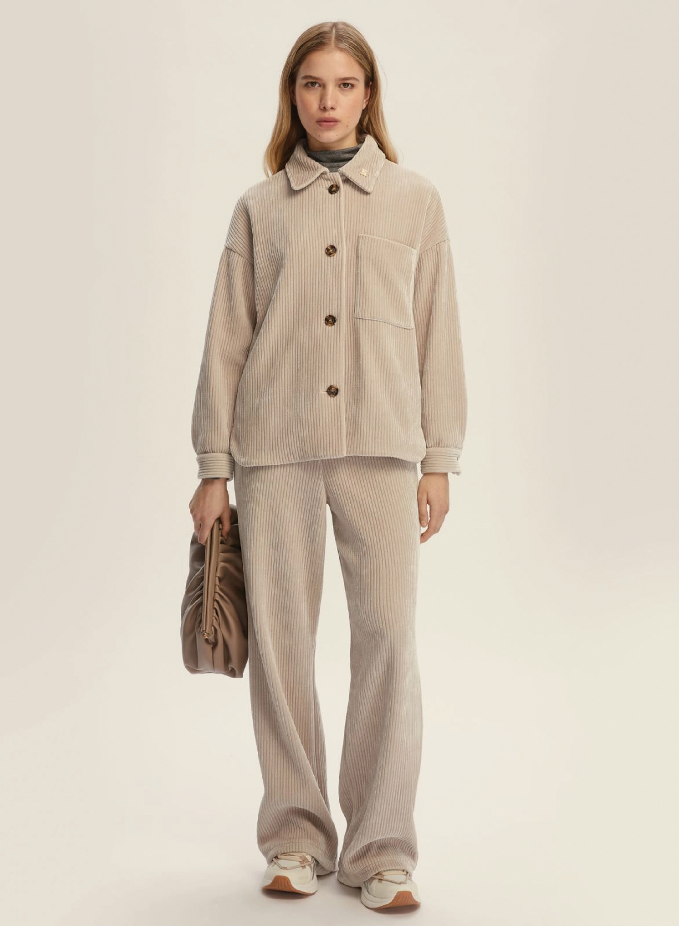 Off White Πουκάμισο κοτλέ σε ίσια γραμμή Emme Marella - 0