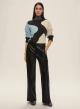 Black straight fit eco leather Trousers with elasticated rear waistband Emme Marella - 0
