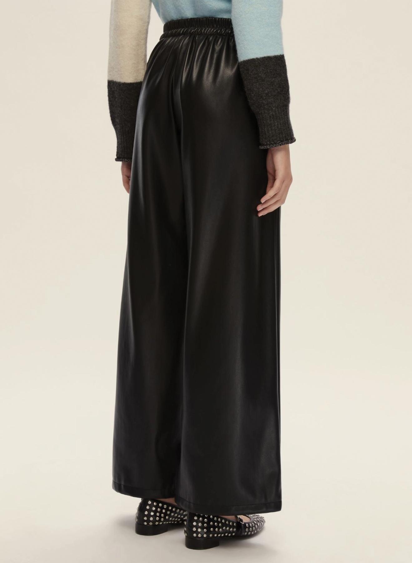 Black straight fit eco leather Trousers with elasticated rear waistband Emme Marella - 2
