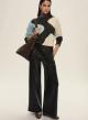 Black straight fit eco leather Trousers with elasticated rear waistband Emme Marella - 2