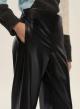 Black straight fit eco leather Trousers with elasticated rear waistband Emme Marella - 3