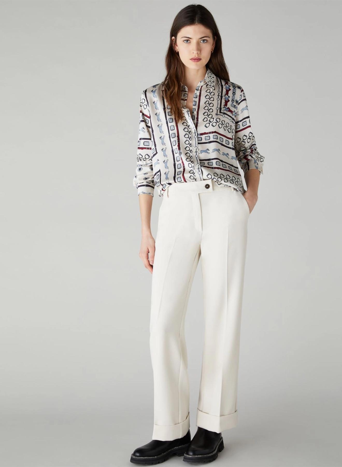 Wool White Patterned Shirt Emme Marella - 1