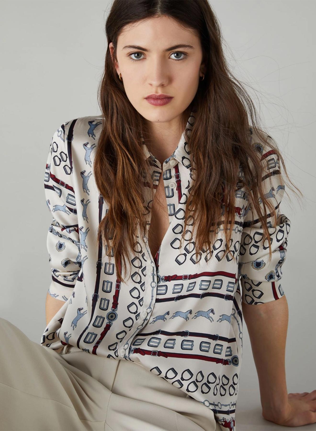 Wool White Patterned Shirt Emme Marella - 2