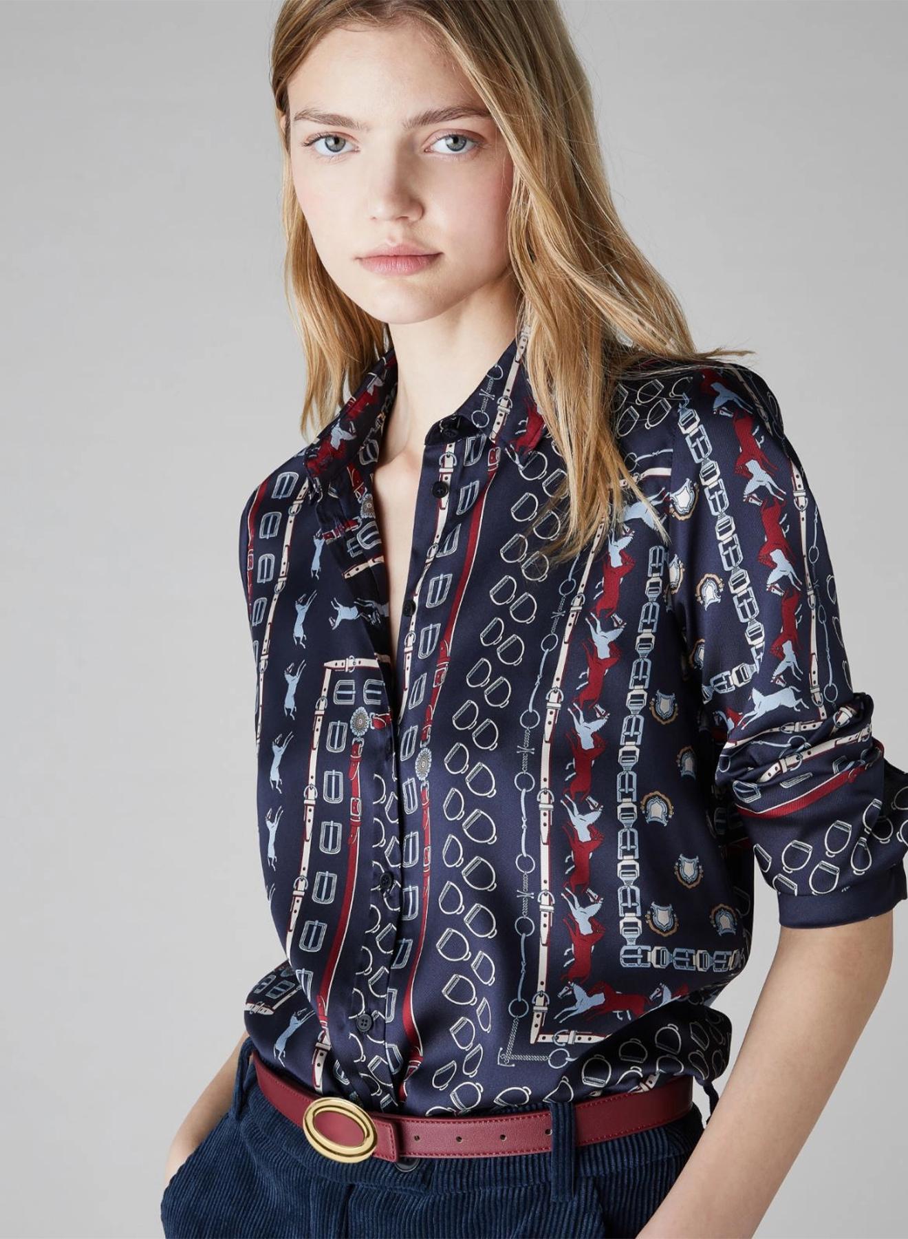 Navy Blue Patterned Shirt Emme Marella - 2