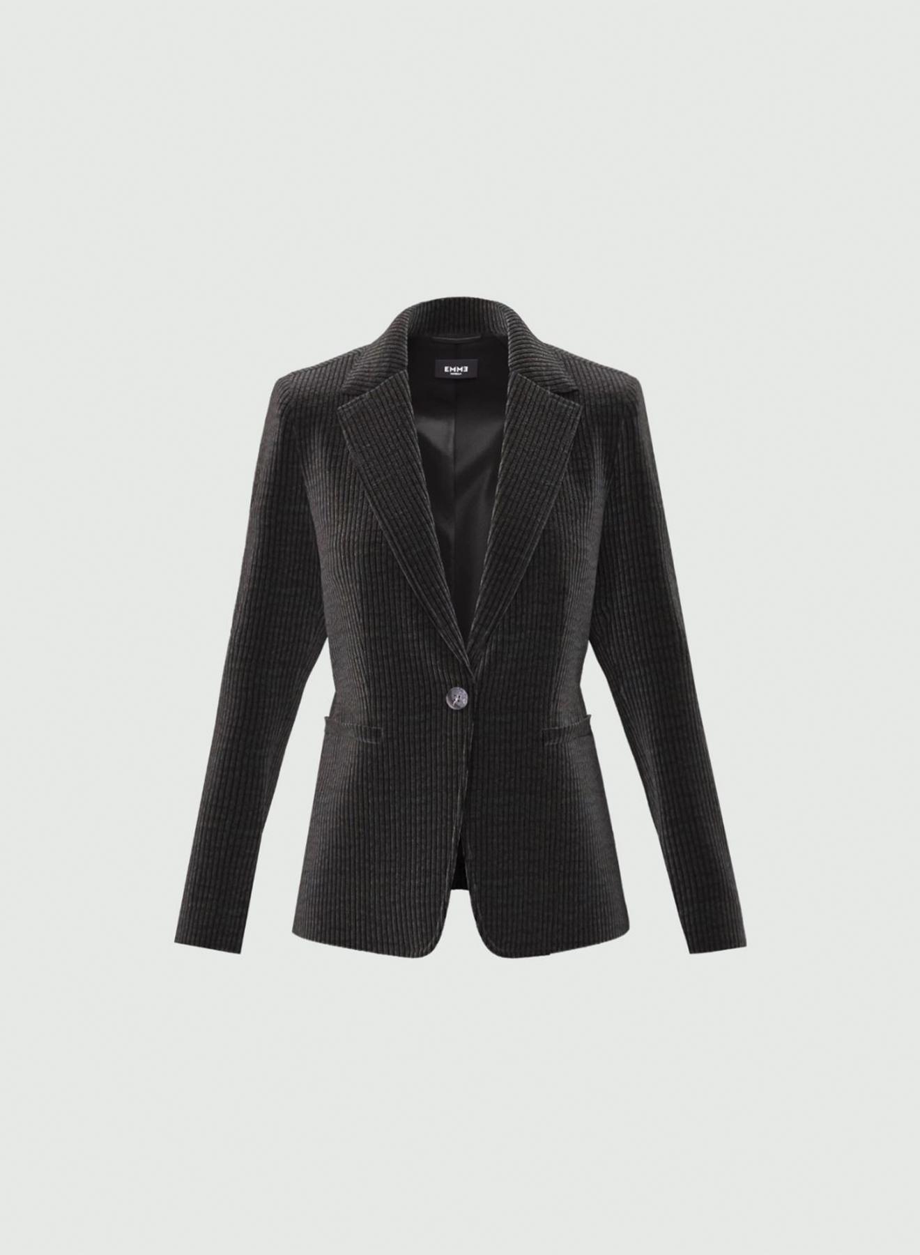 Dark Grey one buttoned corduroy Jacket Emme Marella - 5
