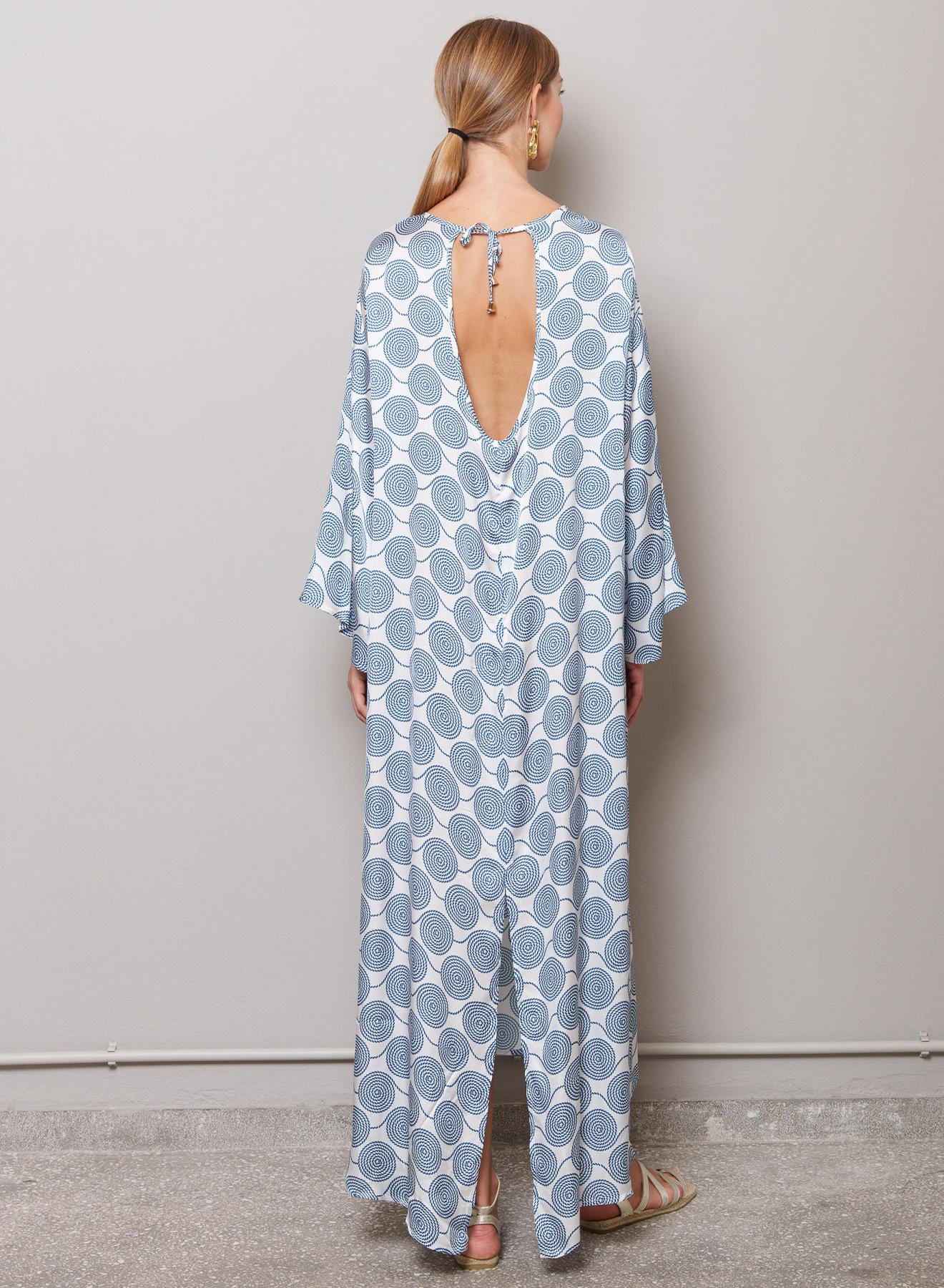 White-Blue long Dress with spiral print "Athena" Capetanissa - 2