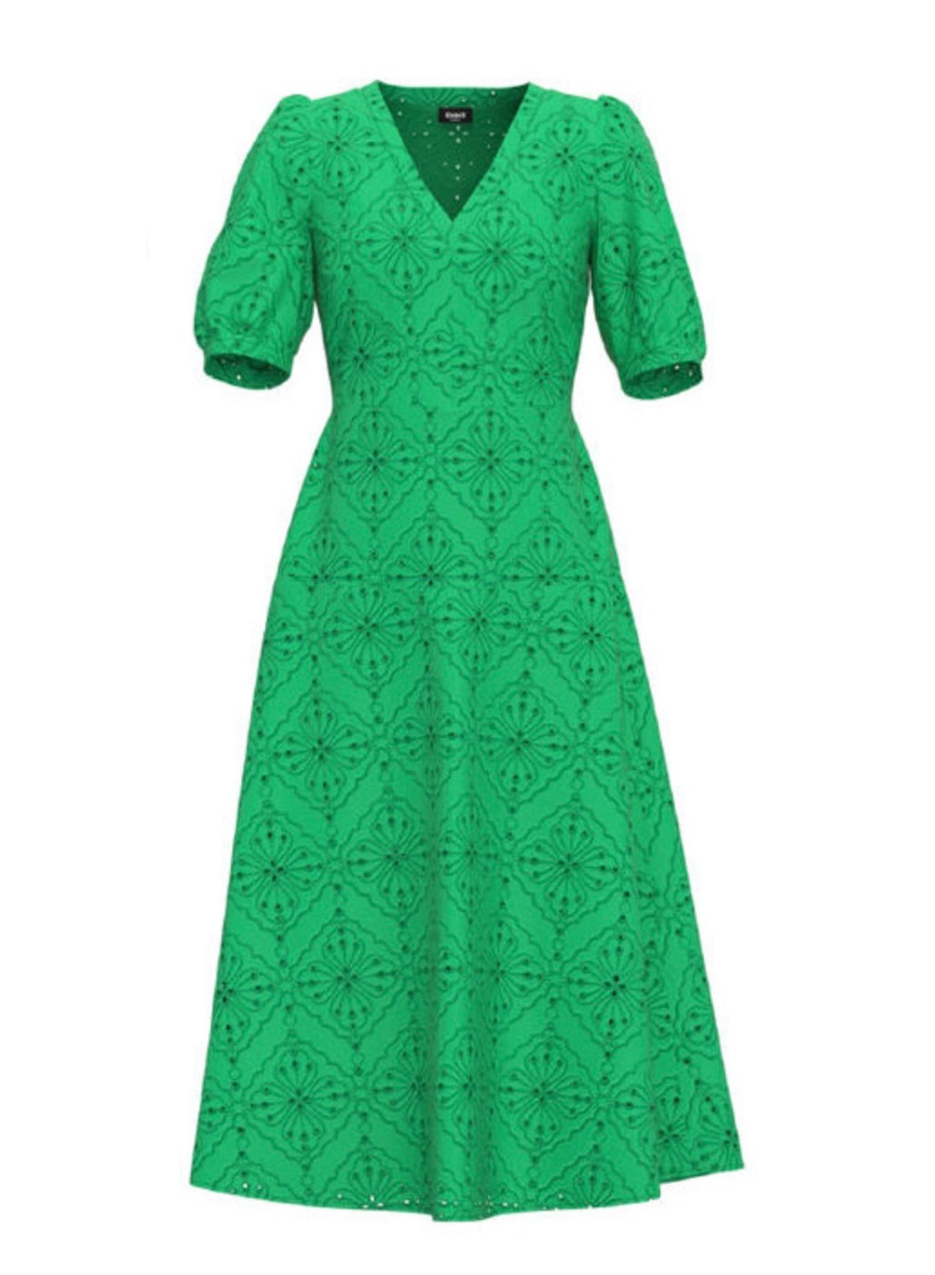 Broderie dress with V-neck and short sleeves - 3