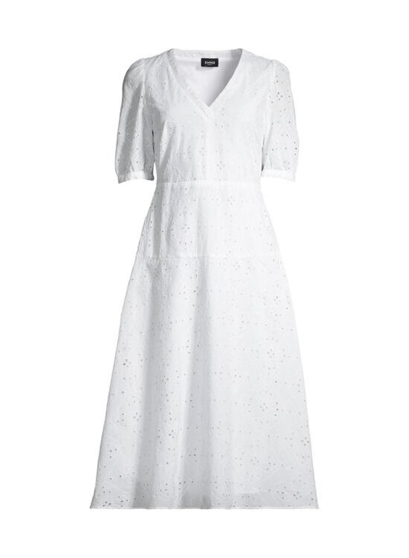 Broderie dress with V-neck and short sleeves - 3