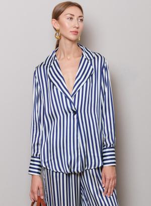 Blue-White one buttoned Jacket with stripes "Yve" Capetanissa - 32445