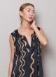 Navy Blue-Gold sleeveless Dress wave print "Erin" Capetanissa - 2