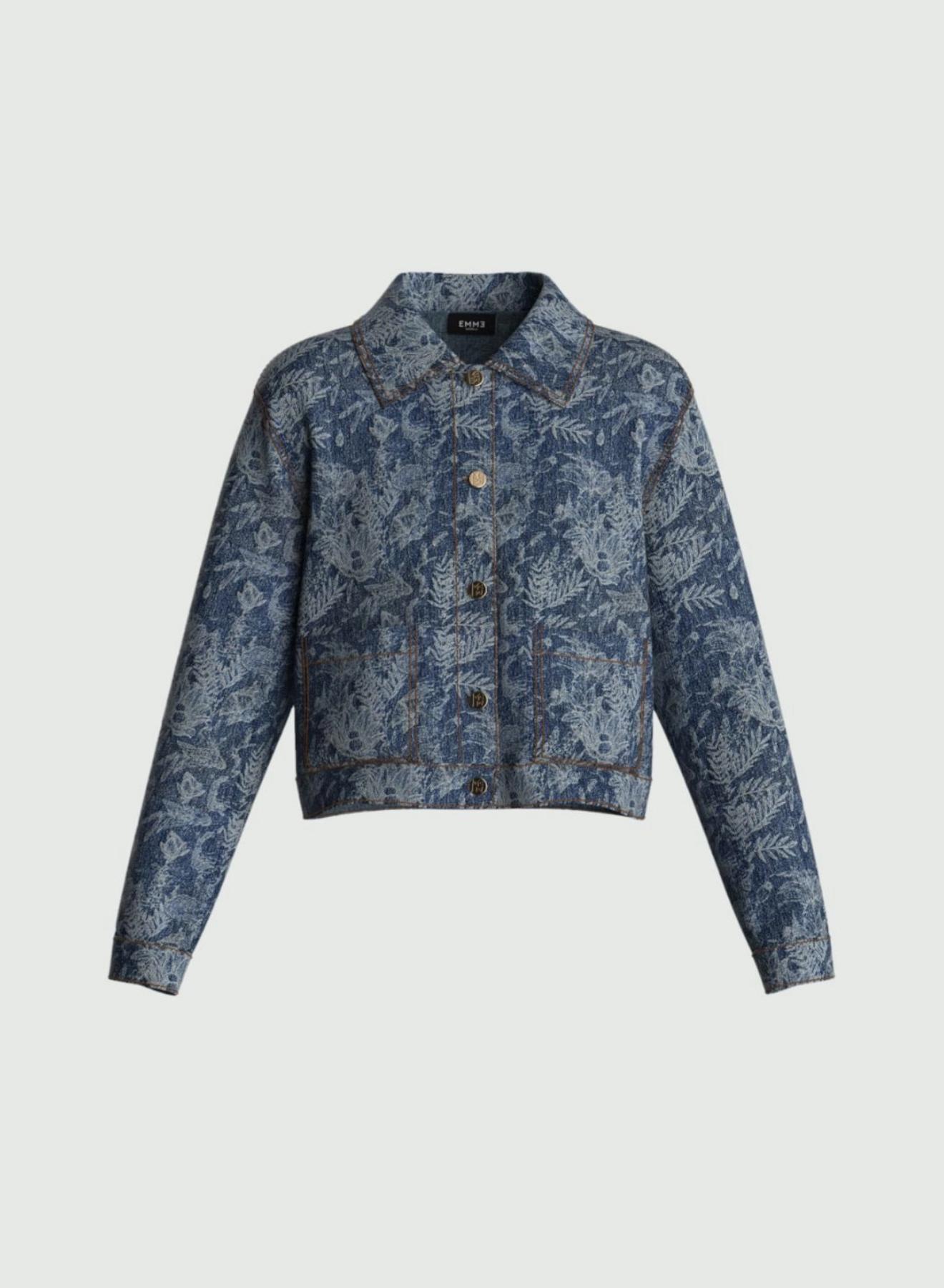 Blue Boxy-fit patterned cotton Denim Jacket Emme Marella - 5