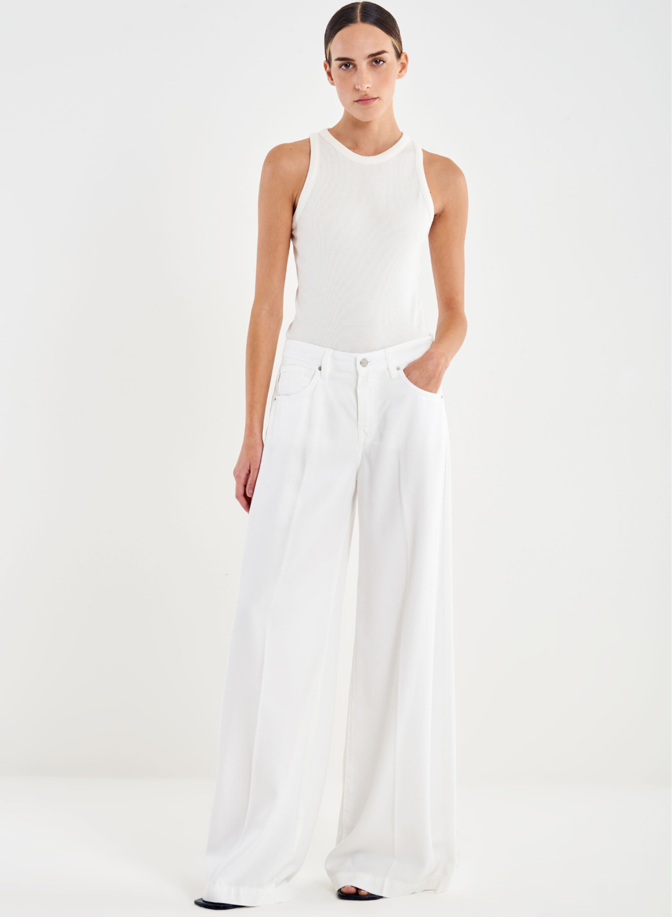 Λευκό wide legs Madison Παντελόνι Jeans Vicolo - 0