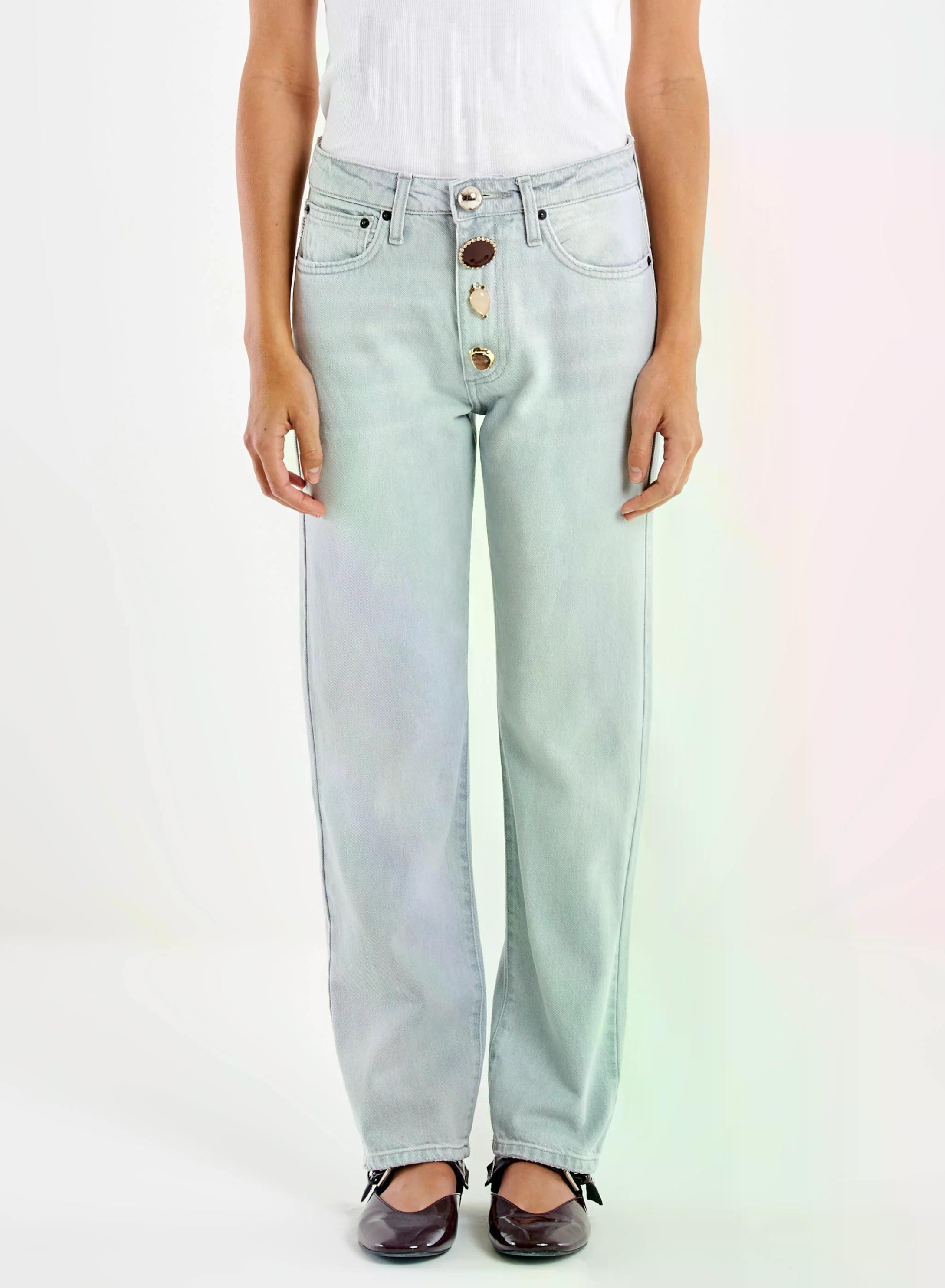 Grey Zoe Jeans with decorative crystal buttons Vicolo - 2