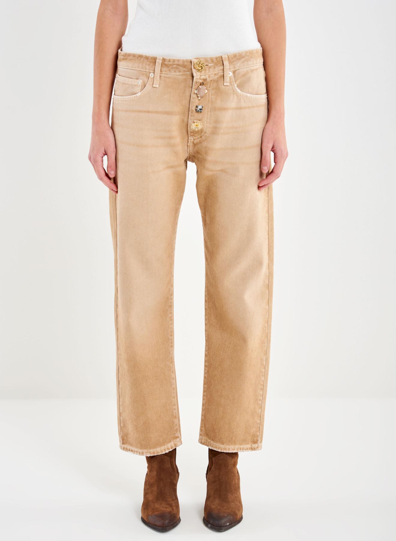Camel Zoe Jeans with decorative crystal buttons Vicolo - 2