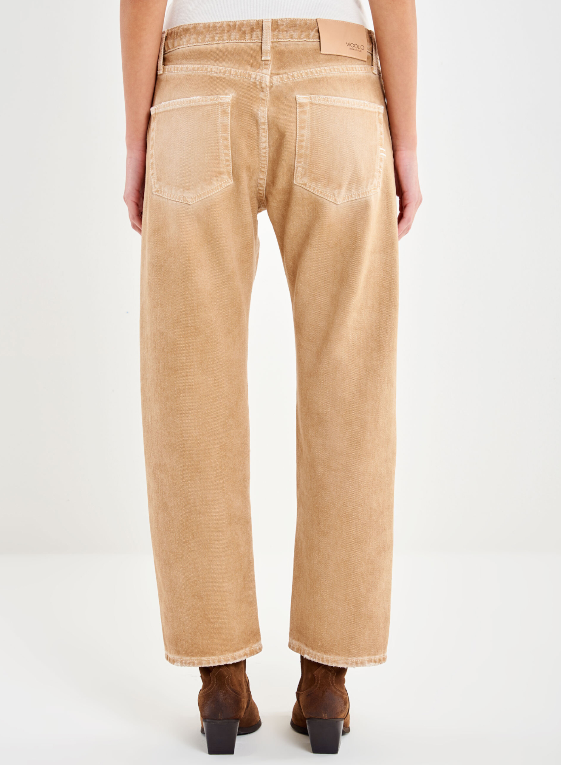 Camel Zoe Jeans with decorative crystal buttons Vicolo - 2