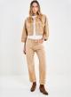 Camel Yoanna cropped Denim Jacket with decorative crystal buttons Vicolo - 0