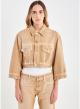 Camel Yoanna cropped Denim Jacket with decorative crystal buttons Vicolo - 1