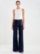 Navy Blue Giudith wide legs Jeans with gold buttons on the pockets Vicolo - 0