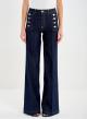 Navy Blue Giudith wide legs Jeans with gold buttons on the pockets Vicolo - 1