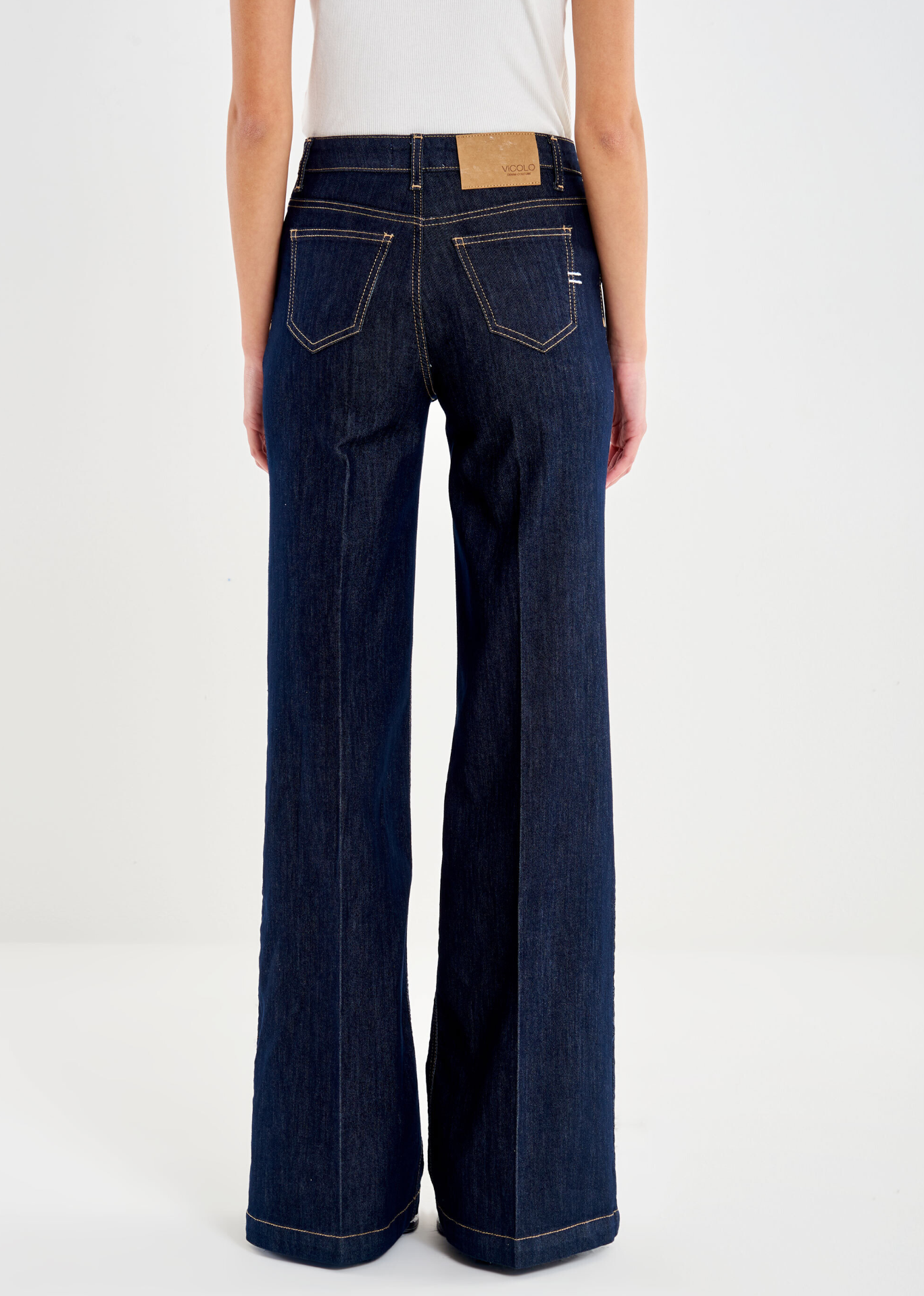Navy Blue Giudith wide legs Jeans with gold buttons on the pockets Vicolo - 2