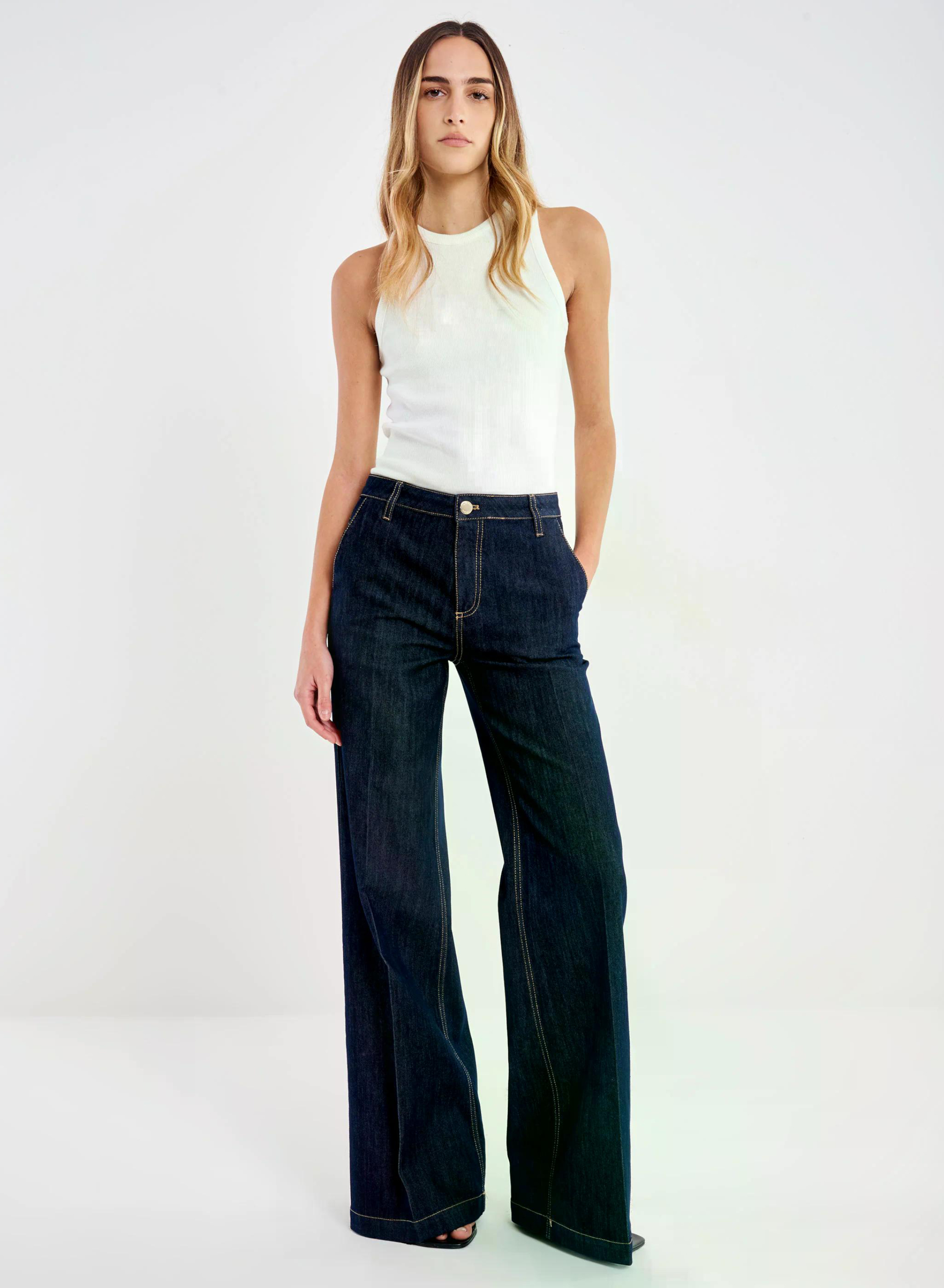 Navy Blue wide legs Jeans Elena Vicolo - 0