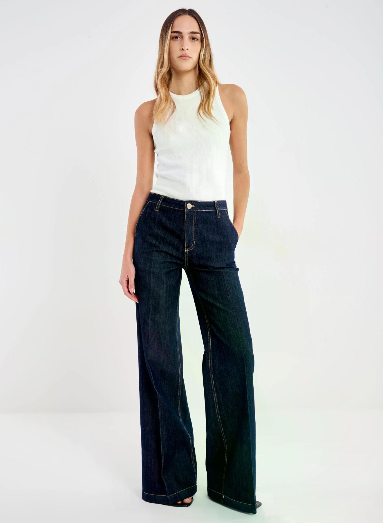 Navy Blue wide legs Jeans Elena Vicolo - 1