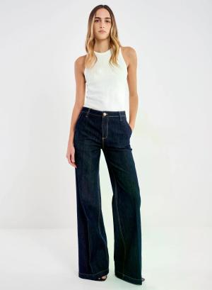 Navy Blue wide legs Jeans Elena Vicolo - 59675