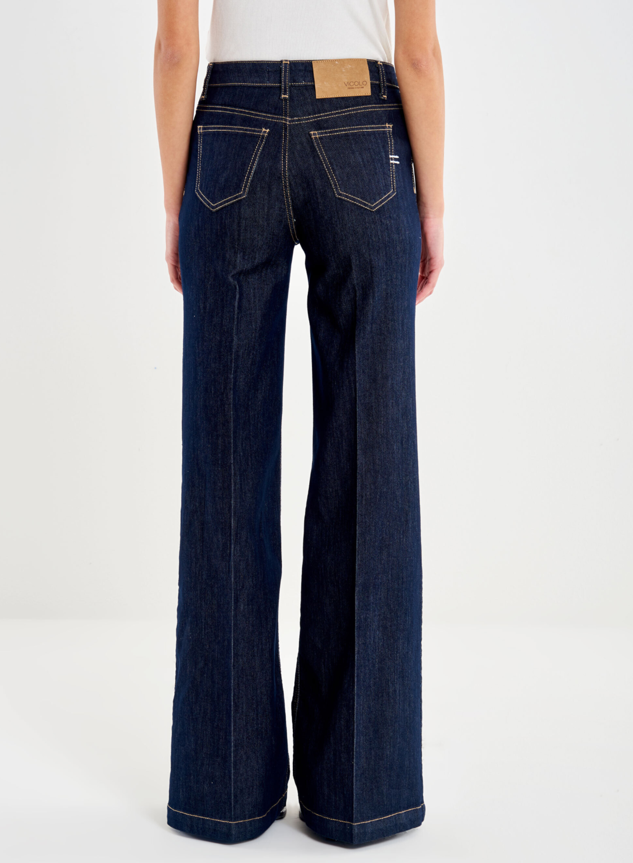 Navy Blue wide legs Jeans Elena Vicolo - 2