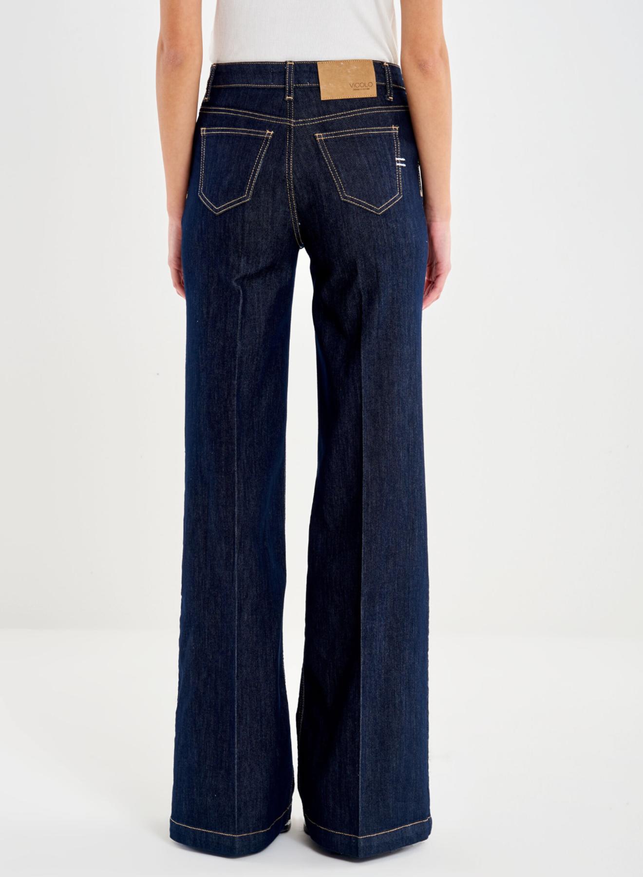 Navy Blue wide legs Jeans Elena Vicolo - 3