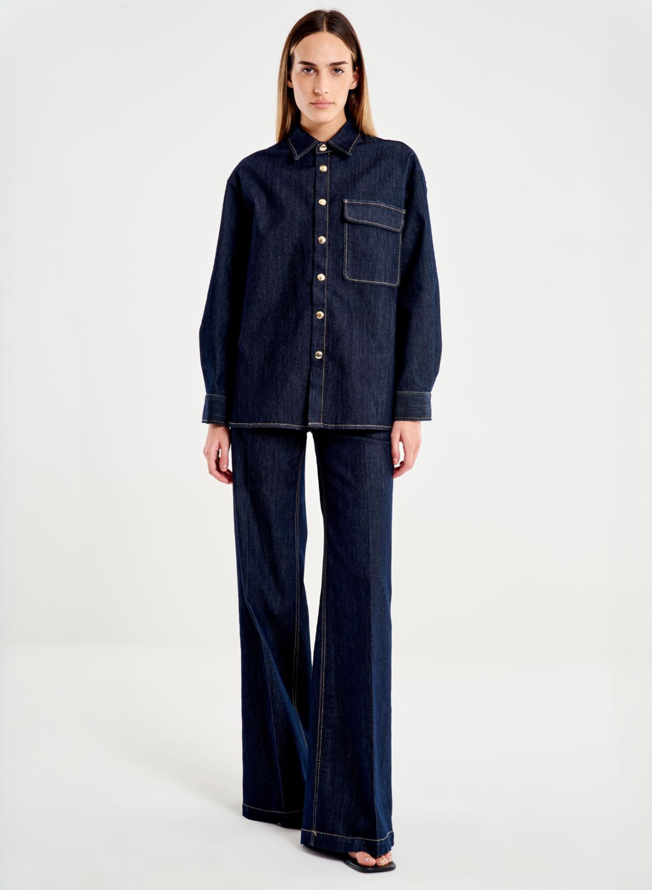 Navy Blue denim Shirt Melina Vicolo - 1