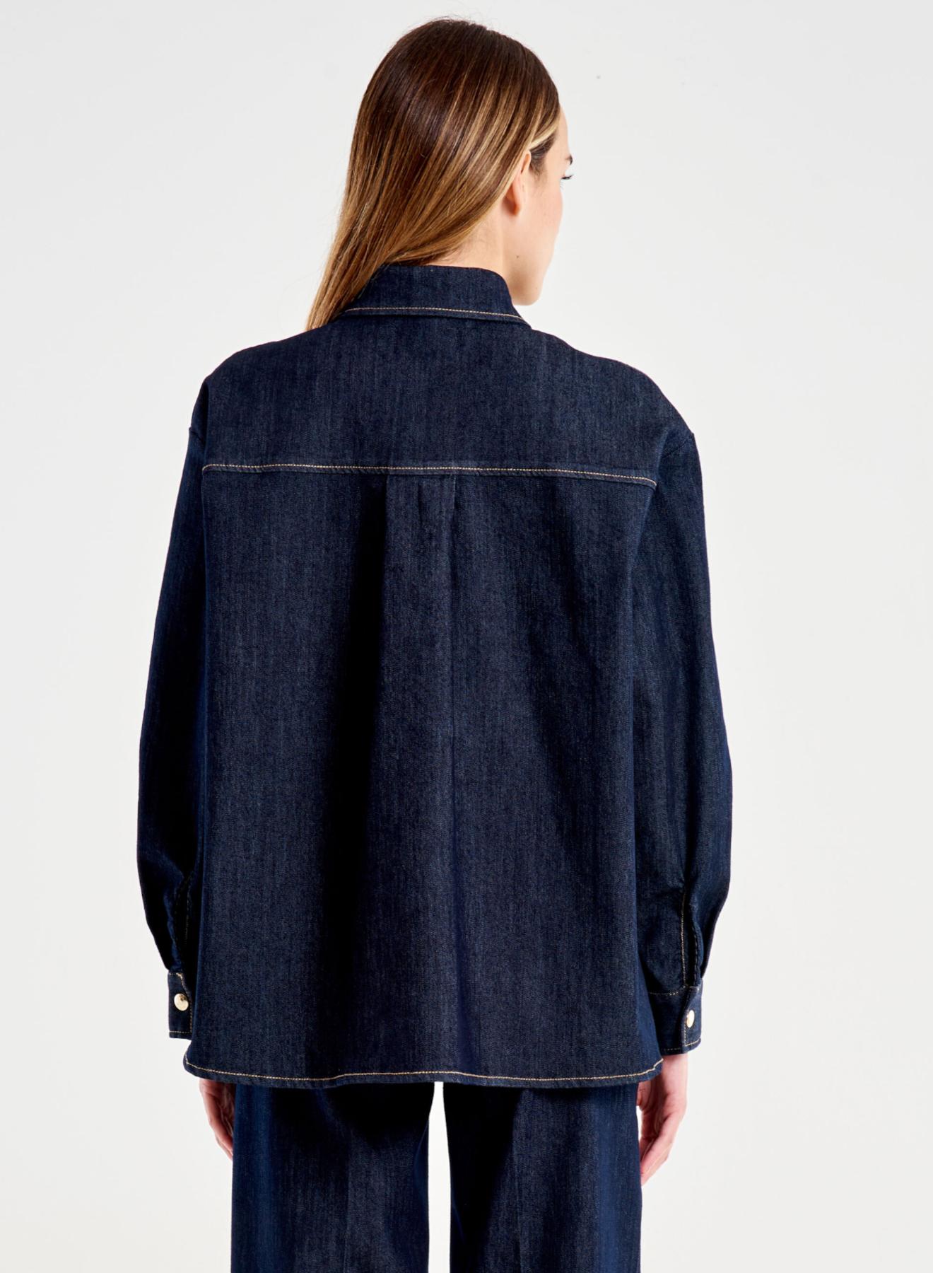 Navy Blue denim Shirt Melina Vicolo - 3