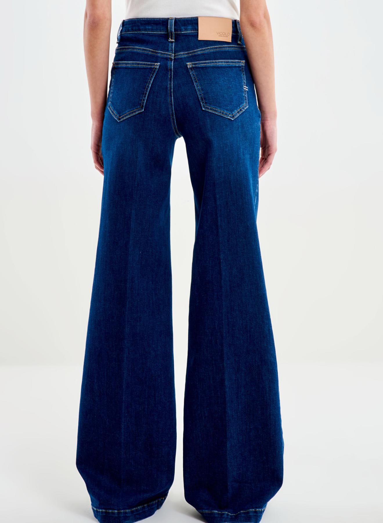 Μπλε wide legs Παντελόνι Jean Giudith με διακοσμητικά μεταλλικά κουμπιά Vicolo - 3