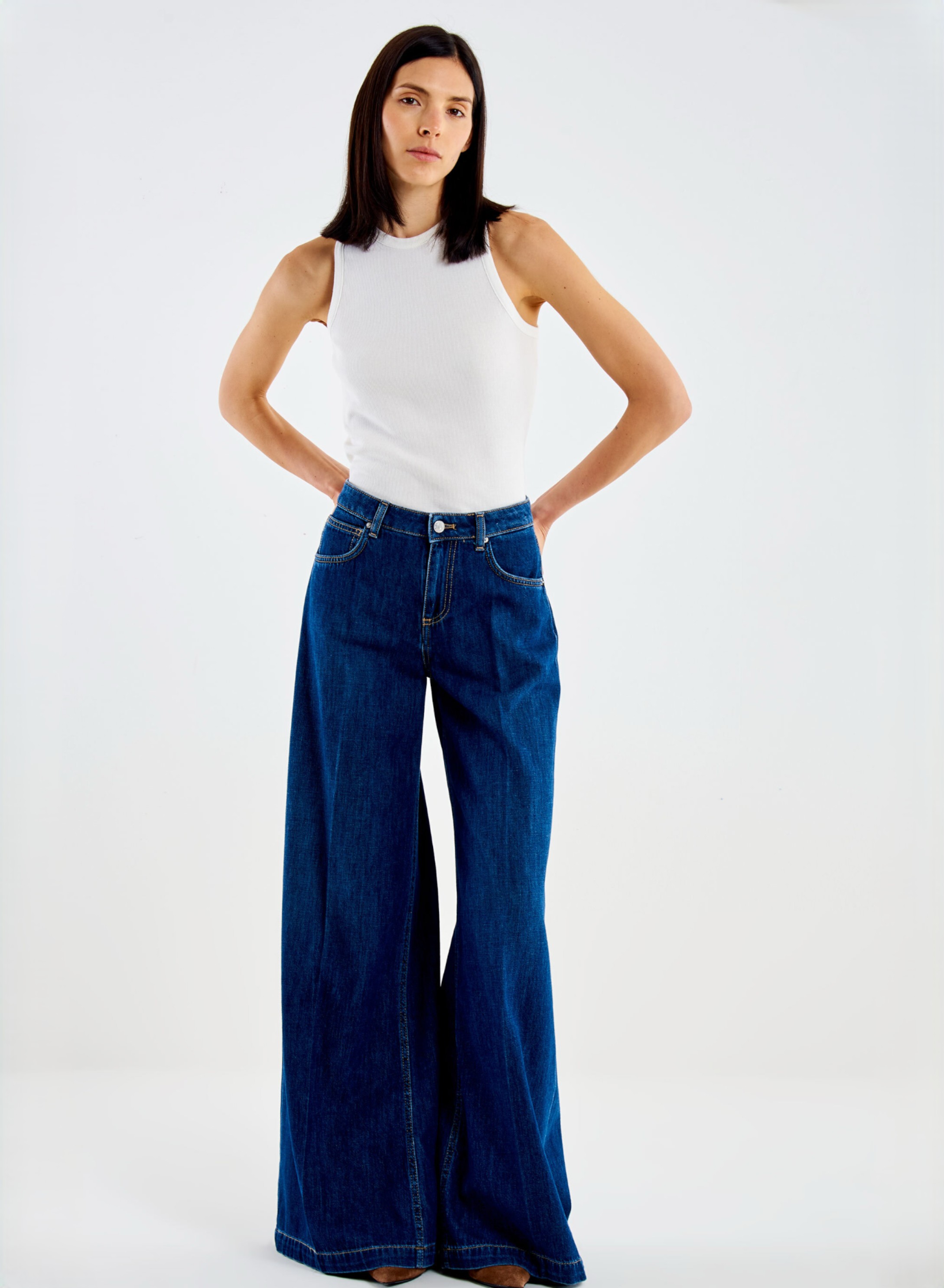 Σκούρο Μπλε wide legs Madison Παντελόνι Vicolo - 0