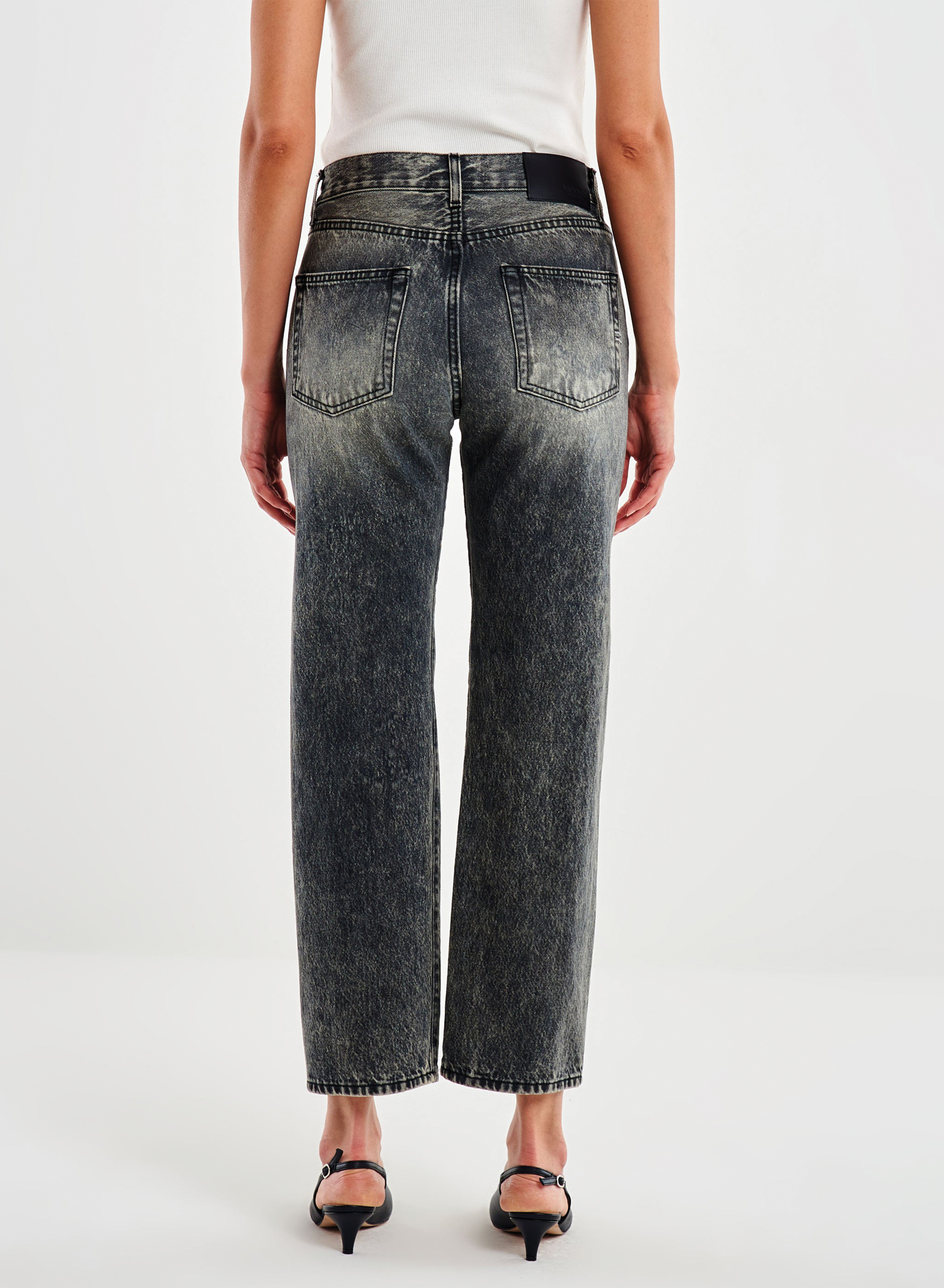 Black vintage effect Jeans with decorative crystal buttons Vicolo - 2